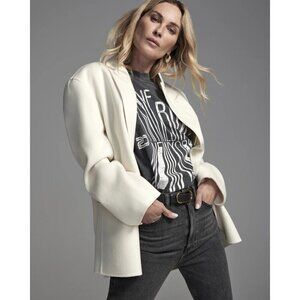 ANINE BING Quinn Single-Breasted Cashmere Blend Blazer in White Cashmere Blend